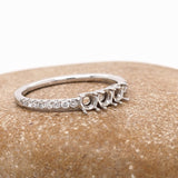 Stackable Rings-Simple East West Oval Shape Ring Semi Mount in Solid 14K or 18K White, Yellow or Rose Gold | Round 3mm | Gemstone | Stone Setting - NNJGemstones