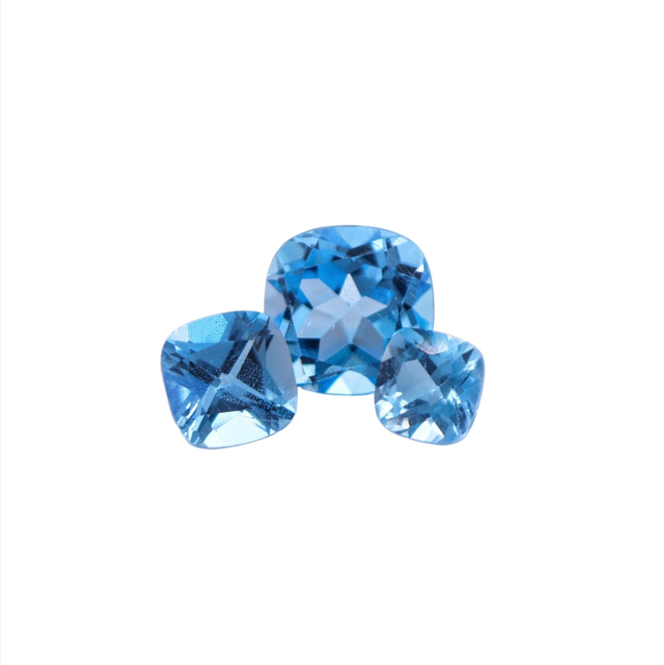Gemstones-Swiss Blue Topaz Natural Gemstone ||| Cushion Cut| 5, 6, 8mm || December Birthstone || Swiss Topaz || Loose Gemstone || Customize || - NNJGemstones
