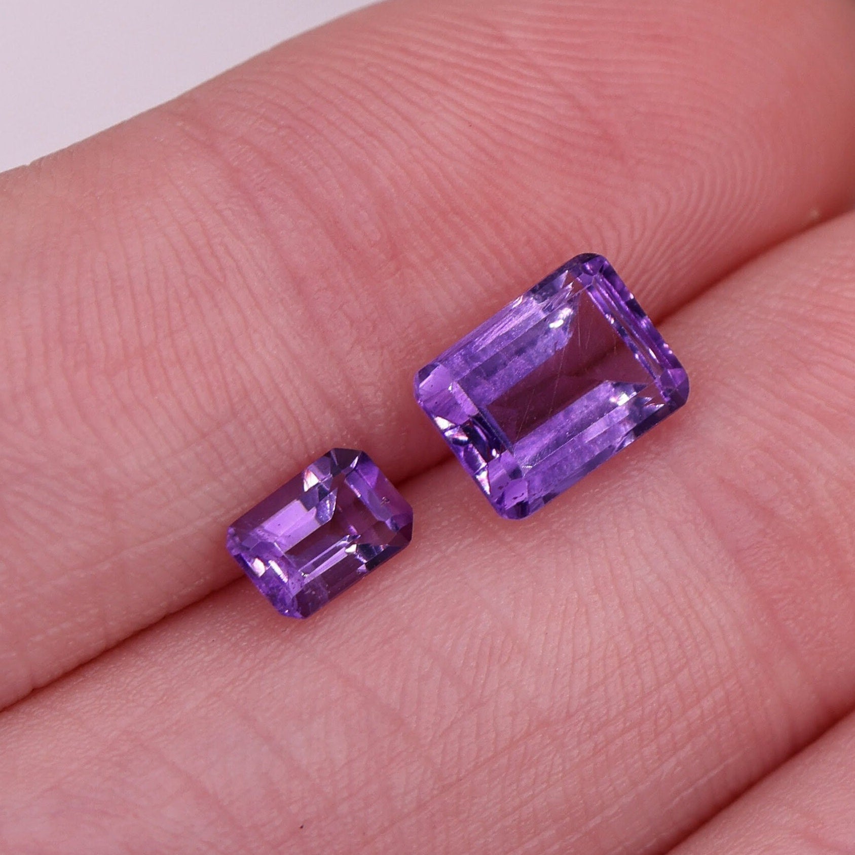 Gemstones-Deep Purple Amethyst Loose Gemstones || Emerald 6x4mm 7x5mm 8x6mm || Zambian Amethyst || February Birthstone || Single or Pair || - NNJGemstones