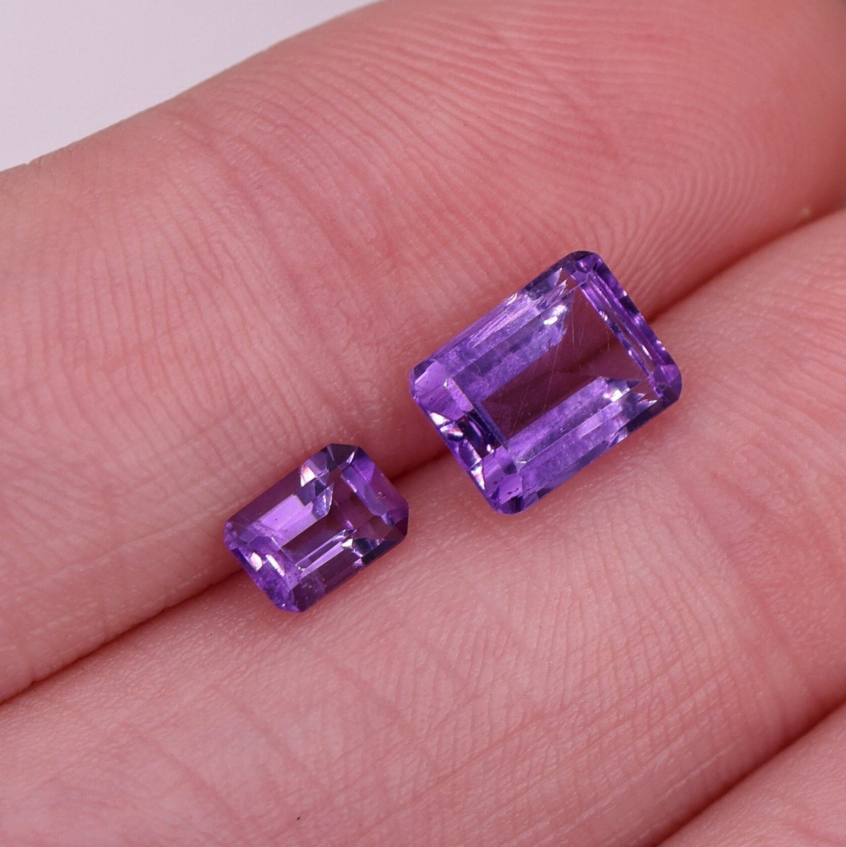 Gemstones-Deep Purple Amethyst Loose Gemstones || Emerald 6x4mm 7x5mm 8x6mm || Zambian Amethyst || February Birthstone || Single or Pair || - NNJGemstones