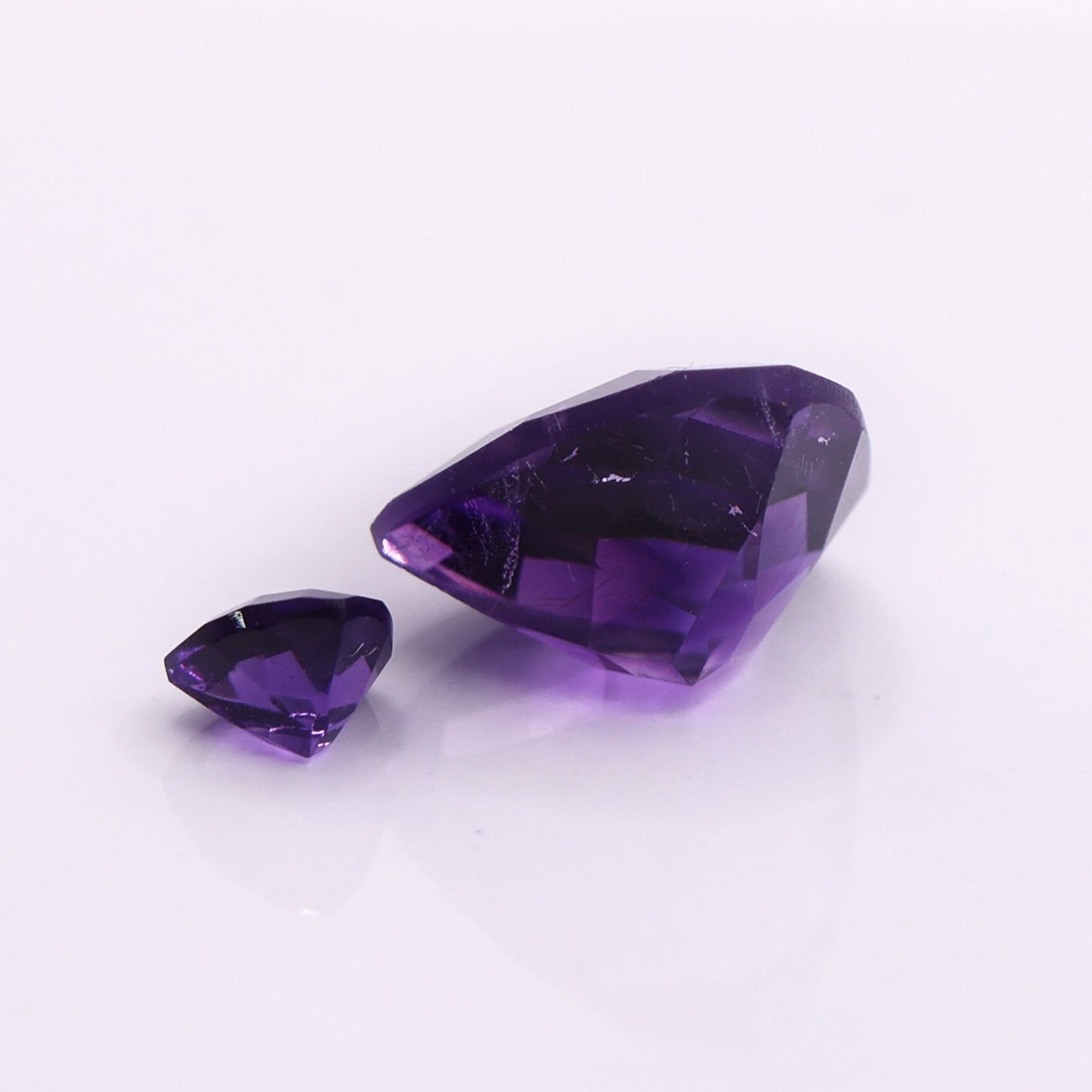 Gemstones-Deep Purple Amethyst Checker Topped Loose Gemstones || Trillion 5mm 9mm 10mm 11mm || Zambian Amethyst || February Birthstone || - NNJGemstones
