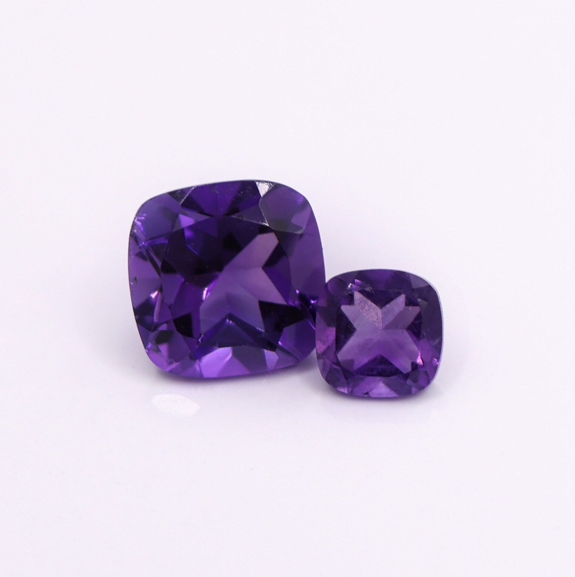 Gemstones-Purple Amethyst Loose Gemstones || Cushion Cut 6mm 8mm 9mm || Zambian Amethyst || February Birthstone || Single or Pair || - NNJGemstones