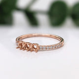 Stackable Rings-Simple East West Oval Shape Ring Semi Mount in Solid 14K or 18K White, Yellow or Rose Gold | Round 3mm | Gemstone | Stone Setting - NNJGemstones