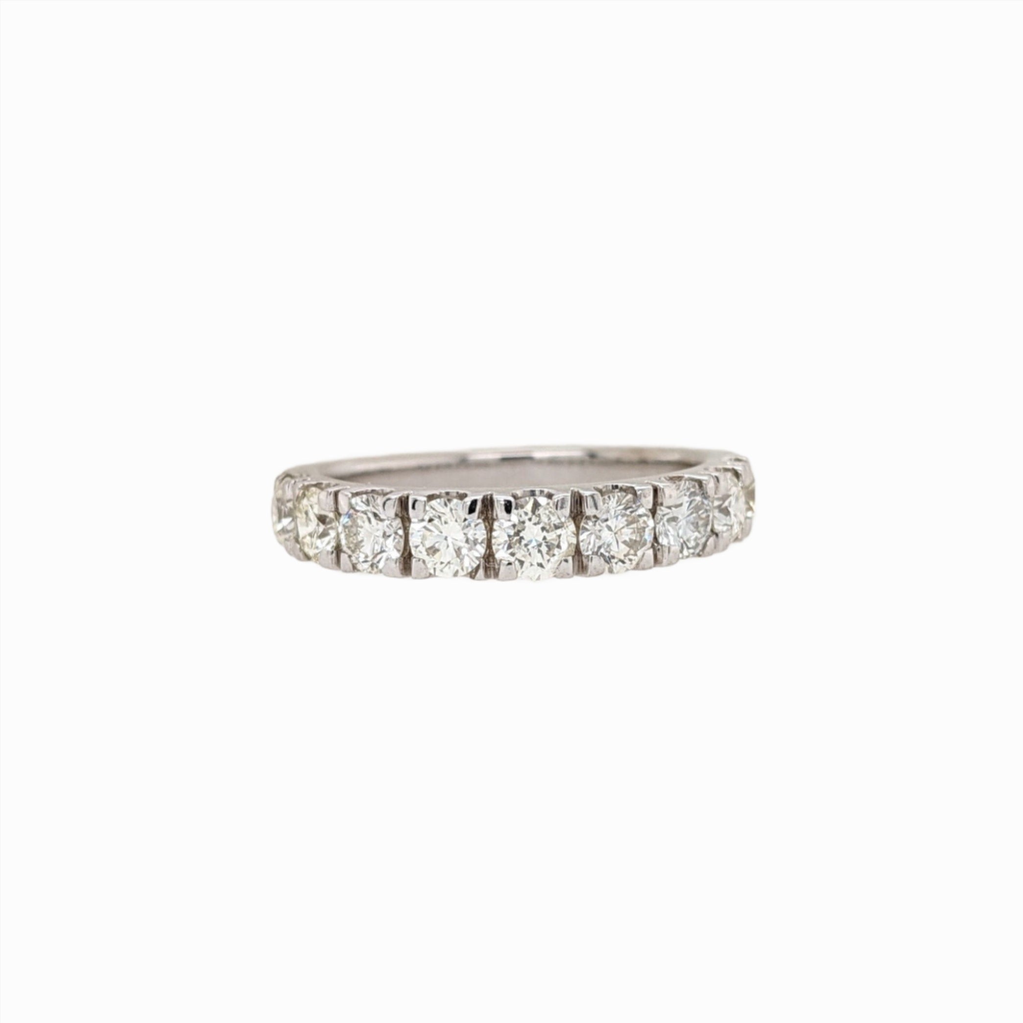 Wedding Bands-Classic Diamond Pave Wedding Band in Solid 14K White Gold || Straight Band || Engagement Band || Dainty Promise band || Sizable || - NNJGemstones
