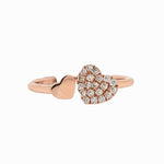 Stackable Rings-Cute Double Heart Open Band in Solid 14k Rose Gold || Round Diamonds || Valentines Day || Natural Diamonds || Stackable || Minimalistic || - NNJGemstones